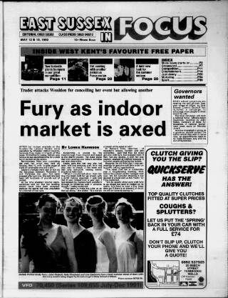 cover page of East Sussex Focus published on May 13, 1992